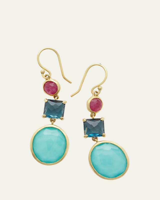 3-Stone Drop Earrings in 18K Gold
